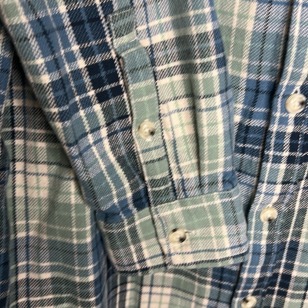 Marine Layer Classic Fit Long Sleeve Selvage Shirt in White/Blue Plaid Large - Picture 5 of 7